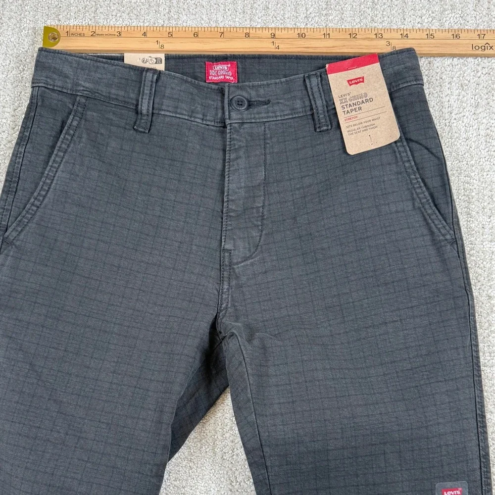 NEW Levi's Mens 28x30 XX Chino Standard Taper Stretch Gray Plaid Pants